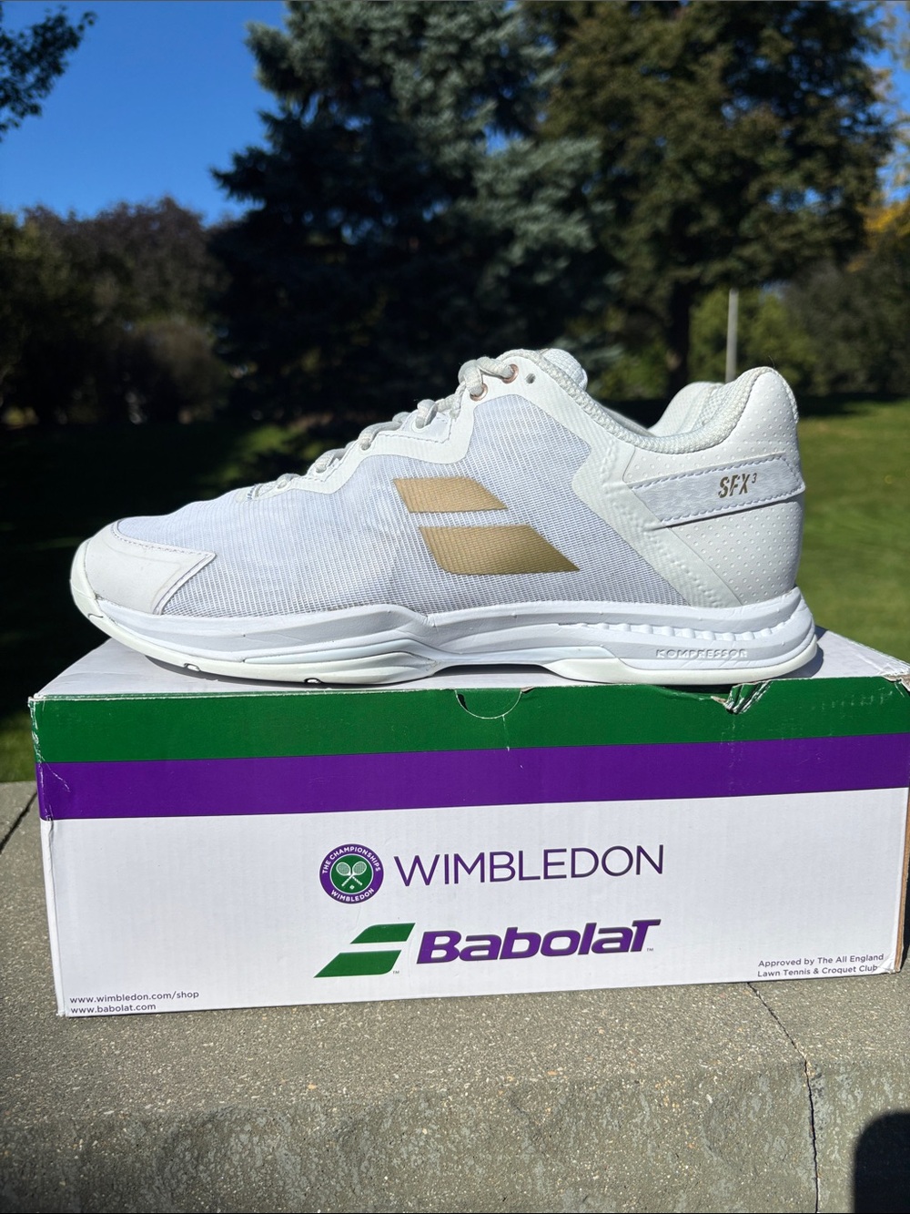 Babolat Men’s Wimbledon White SFX Tennis Shoe size M7/W8 with box